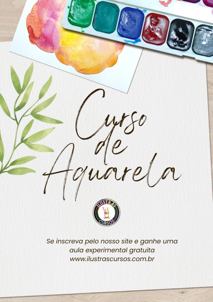 Flyer para aulas de aquarela e desenho.