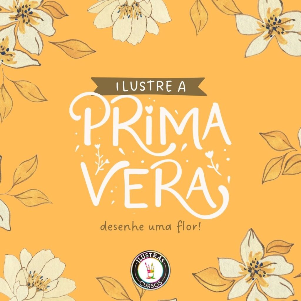 Post instagram bem-vinda primavera floral amarelo e marrom