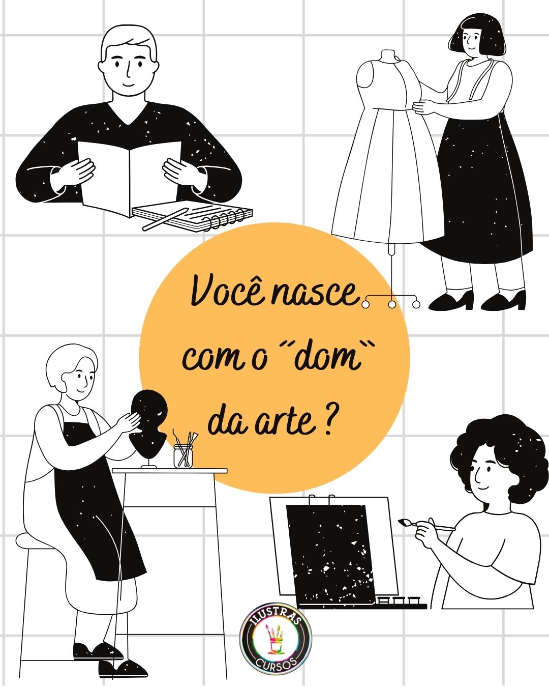 Black and White Simple Illustration Grid What Is My Talent Presentation